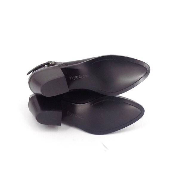 Frye & Co Leather Ankle Boots Black Side Zip Size 6.5 M 2-1/4" Block Heel Cody - Picture 7 of 8